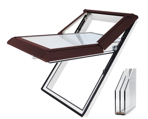  Střešní okno SUPRO TRIPLE TERMO | 78  x 98 cm | interiér bílý - exteriér hnědý RAL 8019